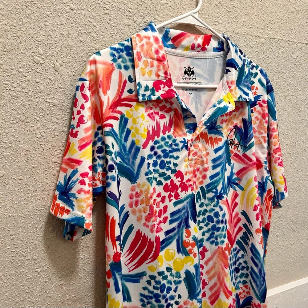Gashouse Golf Graphic Pop Colorful Stretch Golf Club Shirt NWT - Picture 2 of 6